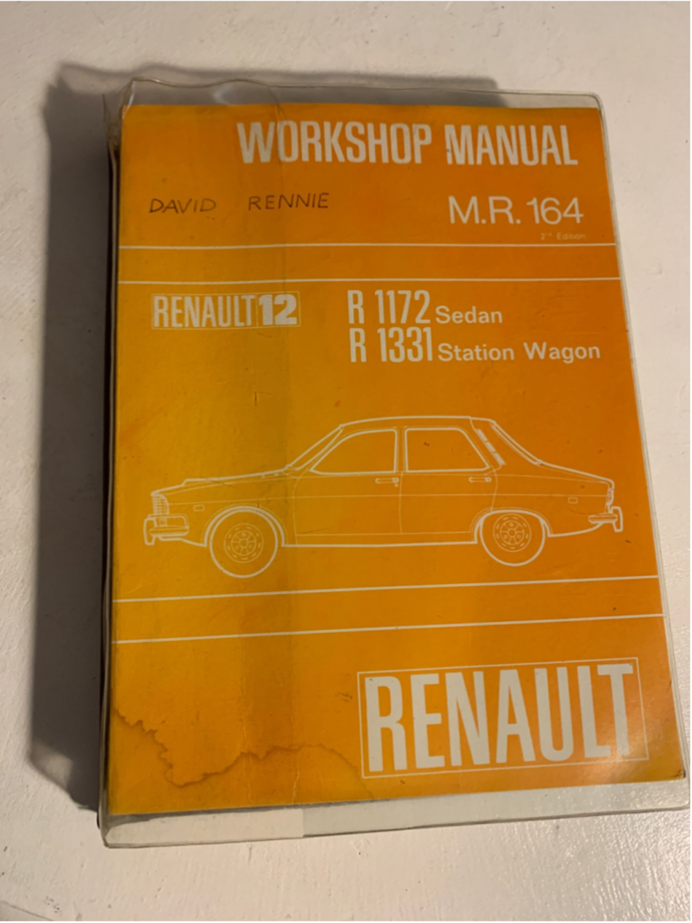 Renault 12 Workshop Manual M.R. 164 Sedan Station Wagon Orange White